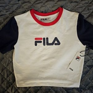 FILA crop top red white blue Small S NWT